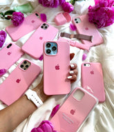 Husa silicon cu microfibra Iphone - PINK
